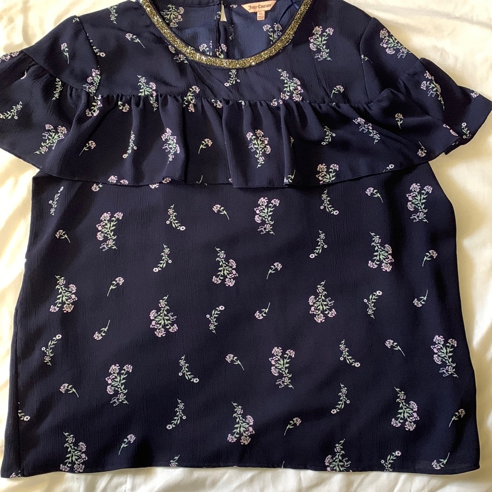 Juicy Couture navy short sleeve blouse